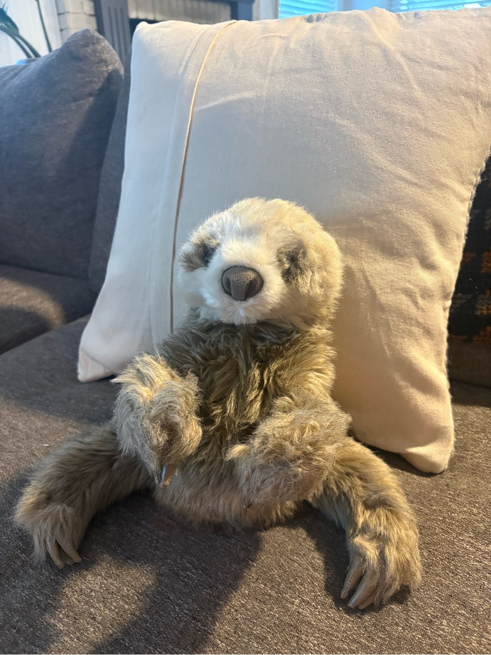 Folkmanis Baby Sloth hand puppet in Taupe Brown